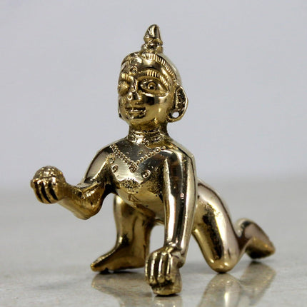 StonKraft Brass Laddoo Gopal Baby Krishna Murti Idol
