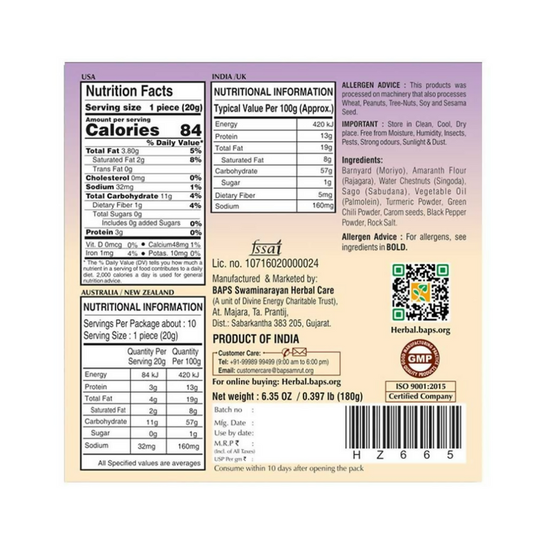 Baps Amrut Bhakhri Falahari Masala