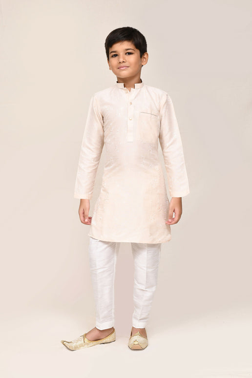 Joban Fashion Cotton Cream Kurta With Straight Fit Pant