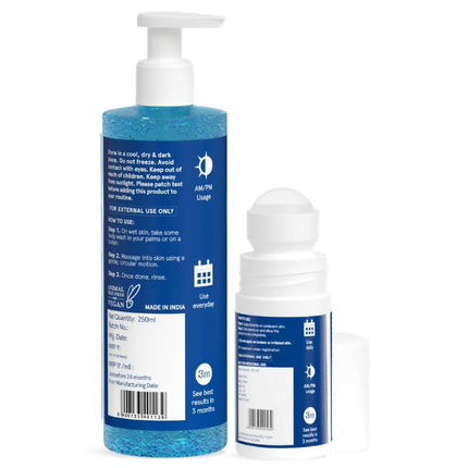 BeBodywise 1% Salicylic Acid Body Wash & 4% AHA BHA Underarm Roll On - Helps Exfoliate Skin