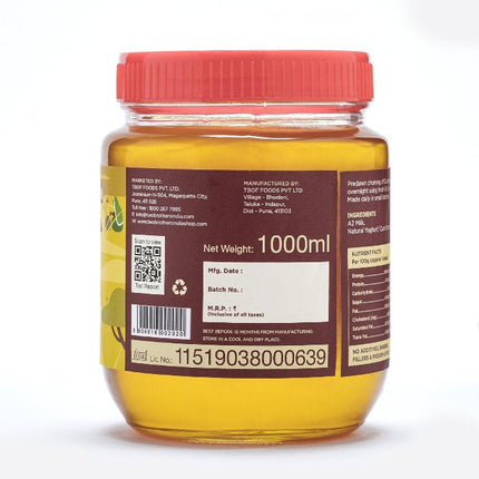 Two Brothers Organic Farms A2 Gir Cow Cultured Ghee | Cultured Cow Desi Ghee | Curd-Churned Bilona Ghee | Pure, Natural, and Healthy