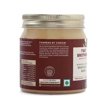 Two Brothers Organic Farms Shatavari Ghee | Cultured Cow Desi Ghee | Curd-Churned Bilona Ghee | Pure, Natural, And Healthy