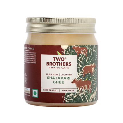 Two Brothers Organic Farms Shatavari Ghee | Cultured Cow Desi Ghee | Curd-Churned Bilona Ghee | Pure, Natural, And Healthy