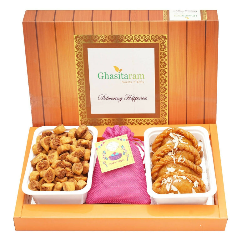 Ghasitaram Assorted Box of Gujiyas, Bhakarwadi and Thandai