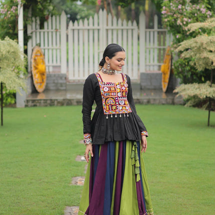 Lorenvalley Fashion Multicolor Rayon with Attractive Gota-Patti Lace Lehenga Choli