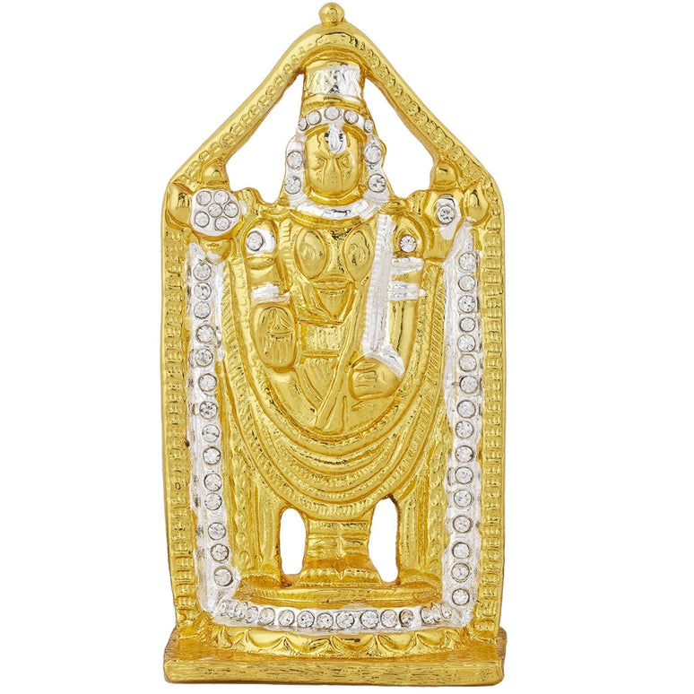 Estele Gold-Polished Lord Tirupati Balaji Idol Showpiece for Pooja Mandir/ Home Decorative