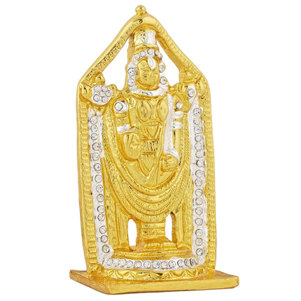 Estele Gold-Polished Lord Tirupati Balaji Idol Showpiece for Pooja Mandir/ Home Decorative