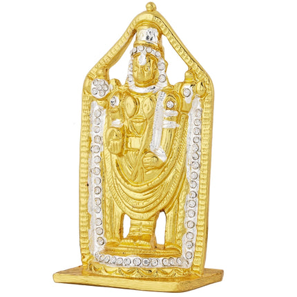 Estele Gold-Polished Lord Tirupati Balaji Idol Showpiece for Pooja Mandir/ Home Decorative