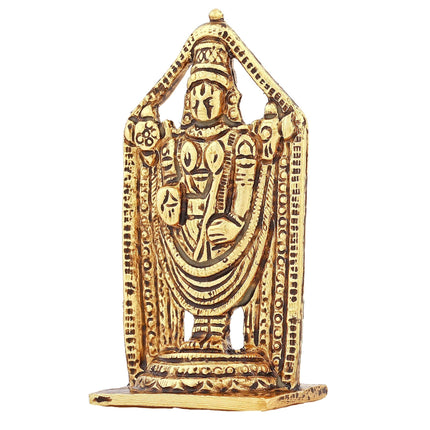 Estele Gold-Polished Lord Tirupati Balaji Idol Showpiece for Pooja Mandir/ Home Decorative