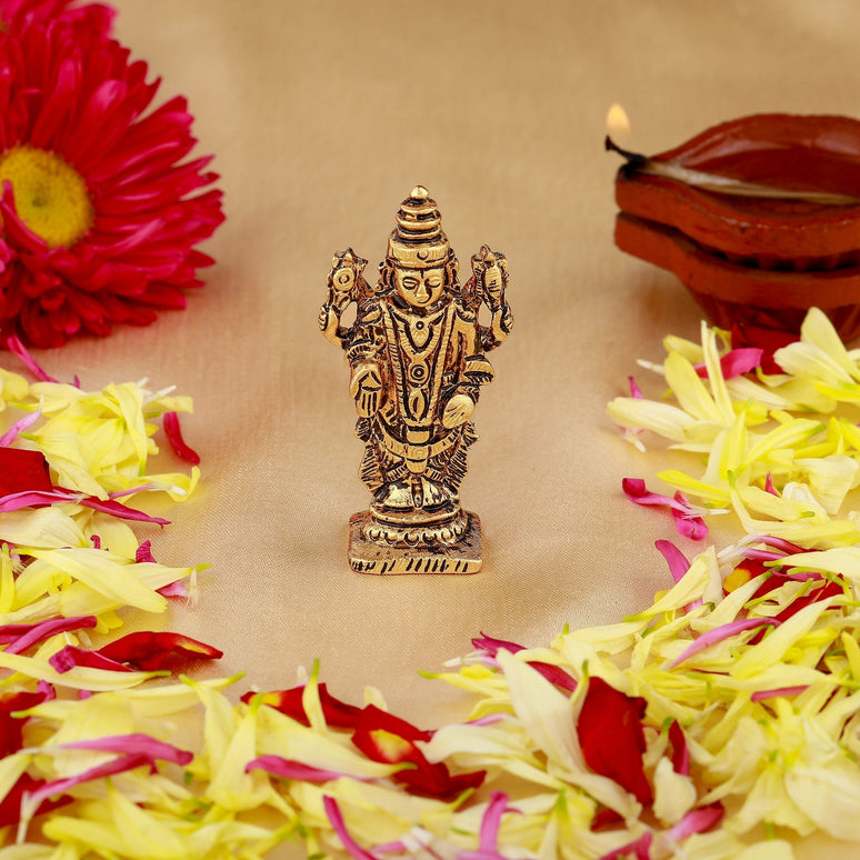 Estele Gold-Polished Lord Tirupati Balaji Idol Showpiece for Pooja Mandir/ Home Decorative