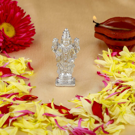 Estele Rhodium Plated Lord Tirupati Balaji Idol Showpiece for Pooja Mandir/ Home Decorative