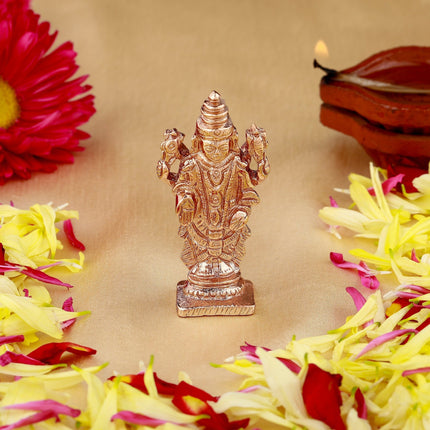 Estele Pink/ Rose Gold-Polished Lord Tirupati Balaji Idol Showpiece for Pooja Mandir/ Home Decorative