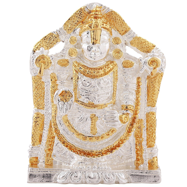 Estele Gold-Polished Lord Tirupati Balaji Idol Showpiece for Pooja Mandir/ Home Decorative