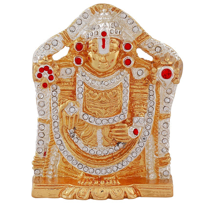 Estele Gold-Polished Lord Tirupati Balaji Idol Showpiece for Pooja Mandir/ Home Decorative