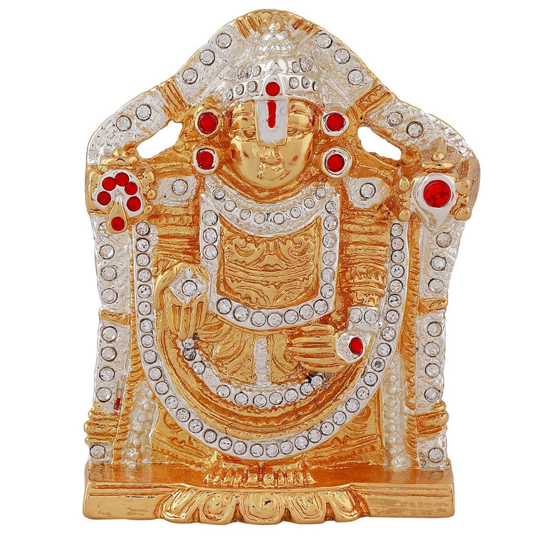 Estele Gold-Polished Lord Tirupati Balaji Idol Showpiece for Pooja Mandir/ Home Decorative
