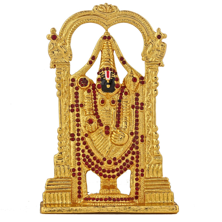 Estele Gold-Polished Lord Tirupati Balaji Idol Showpiece for Pooja Mandir/ Home Decorative