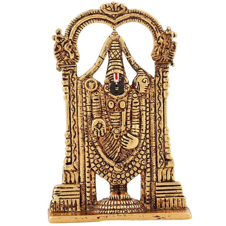 Estele Gold-Polished Lord Tirupati Balaji Idol Showpiece for Pooja Mandir/ Home Decorative