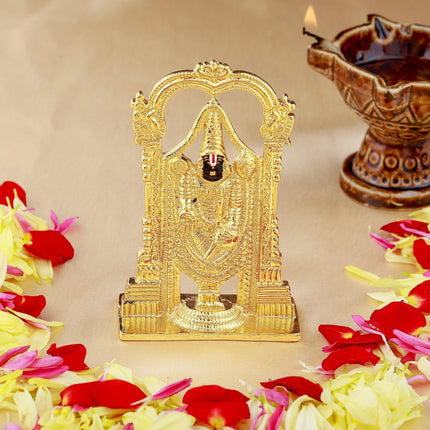 Estele Gold-Polished Lord Tirupati Balaji Idol Showpiece for Pooja Mandir/ Home Decorative
