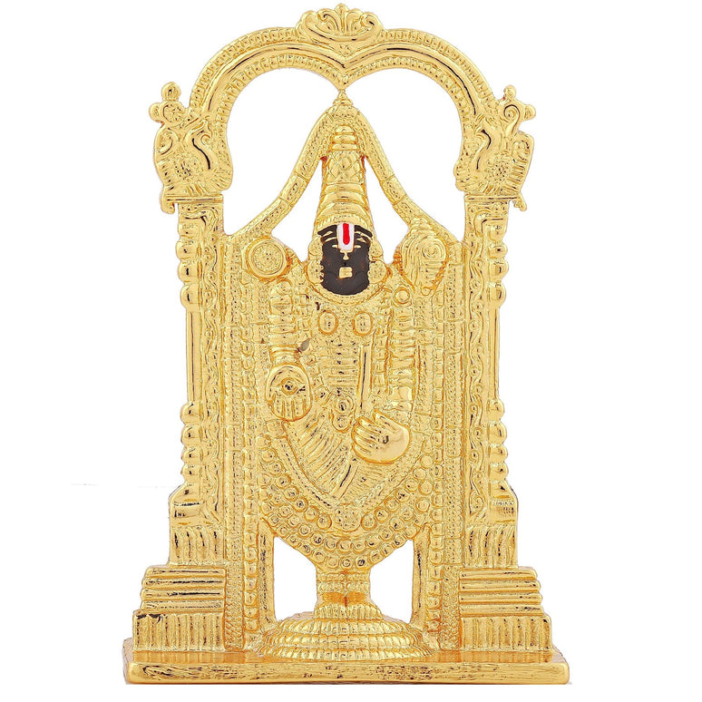 Estele Gold-Polished Lord Tirupati Balaji Idol Showpiece for Pooja Mandir/ Home Decorative