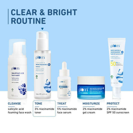 Plum 3% Niacinamide & Rice Water Face Toner - Reduces Pores & Blemishes For Bright Skin