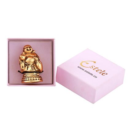 Estele Gold-Polished Laughing Buddha standing statue with Potli showpiece for Perfect Home and Office Décor