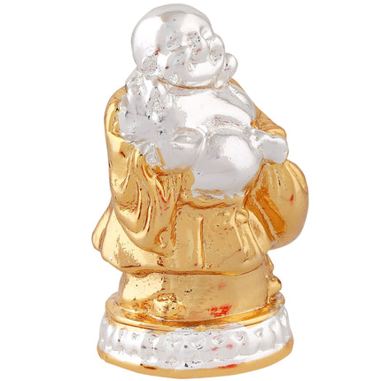 Estele Gold-Polished Laughing Buddha standing statue with Potli showpiece for Perfect Home and Office Décor