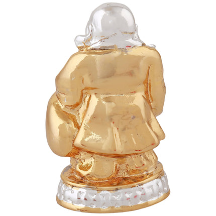 Estele Gold-Polished Laughing Buddha standing statue with Potli showpiece for Perfect Home and Office Décor