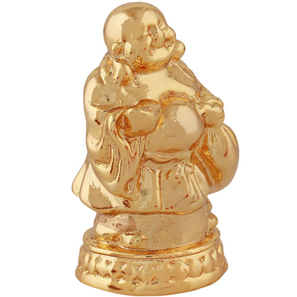 Estele Gold-Polished Laughing Buddha standing statue with Potli showpiece for Perfect Home and Office Décor