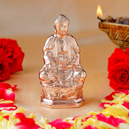Estele Pink/Rose Gold-Polished Lord Gautam Buddha Mediatating Idol statue for Home Décor/ working place