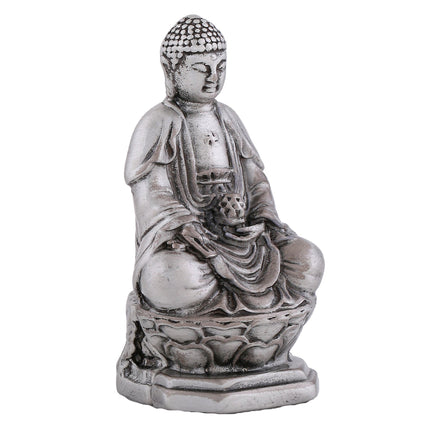 Estele Rhodium Plated Oxidized Lord Gautam Buddha Mediatating Idol statue for Home Décor/ working place