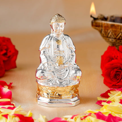 Estele Gold-Polished Lord Gautam Buddha Mediatating Idol statue for Home Décor/ working place