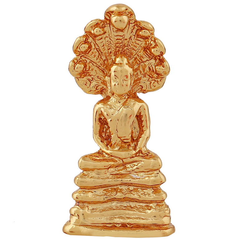 Estele Gold-Polished Medidative Lord Gautam Buddha Sitting under snake Hood Idol for Pooja/Car decor