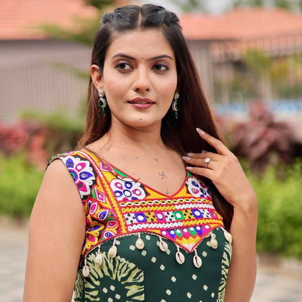 Aastha Fashion Green Faux Georgette Navratri Designer Gown Collection