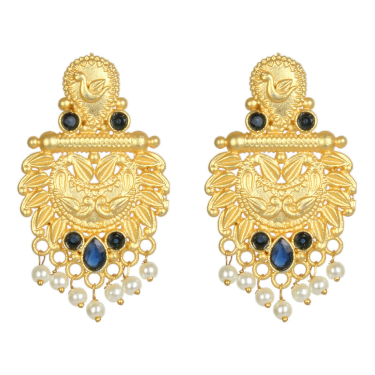 Joban Fashion Women Matte Gold Brass Earrings