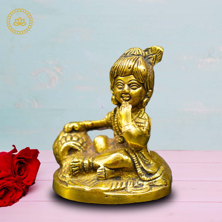 Brass Mukhan Krishna Idol: A Divine Delight