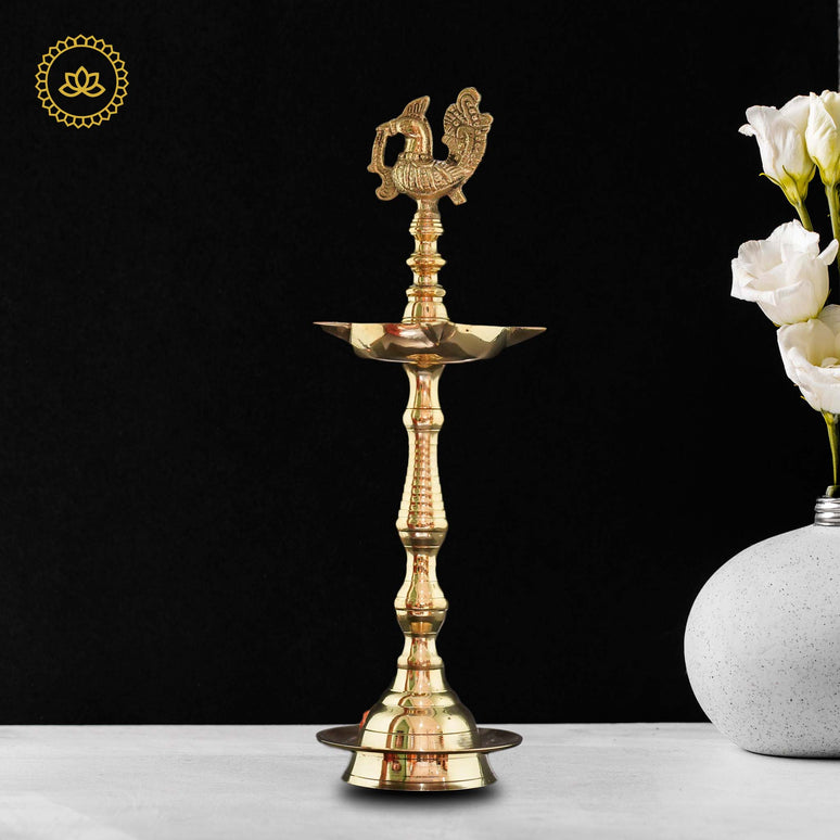 Brass Peacock Diya - Divine Illumination for Homes