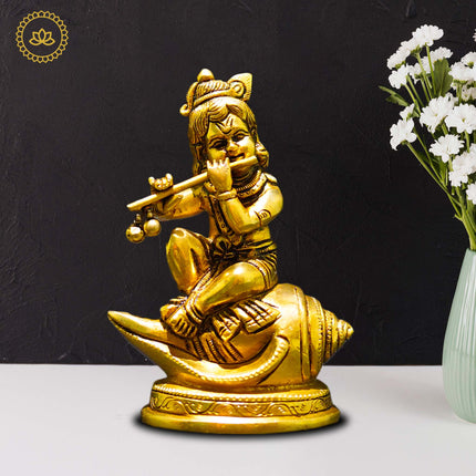 Brass Shank Krishna - Divine Flute Player for Spiritual Seekers