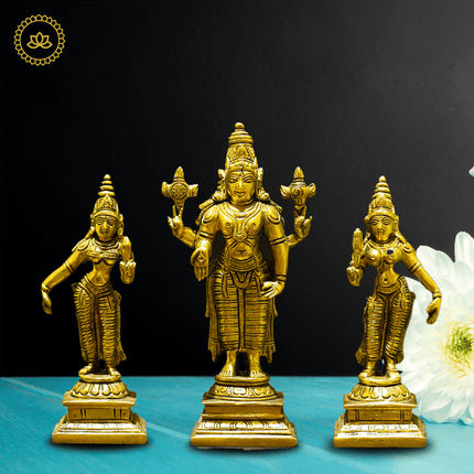 Brass Sri Devi and Bhudevi - Divine Goddesses of Harmony and Abundance