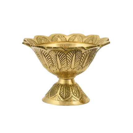 CraftVatika Gold-Toned Brass Engraved Diya