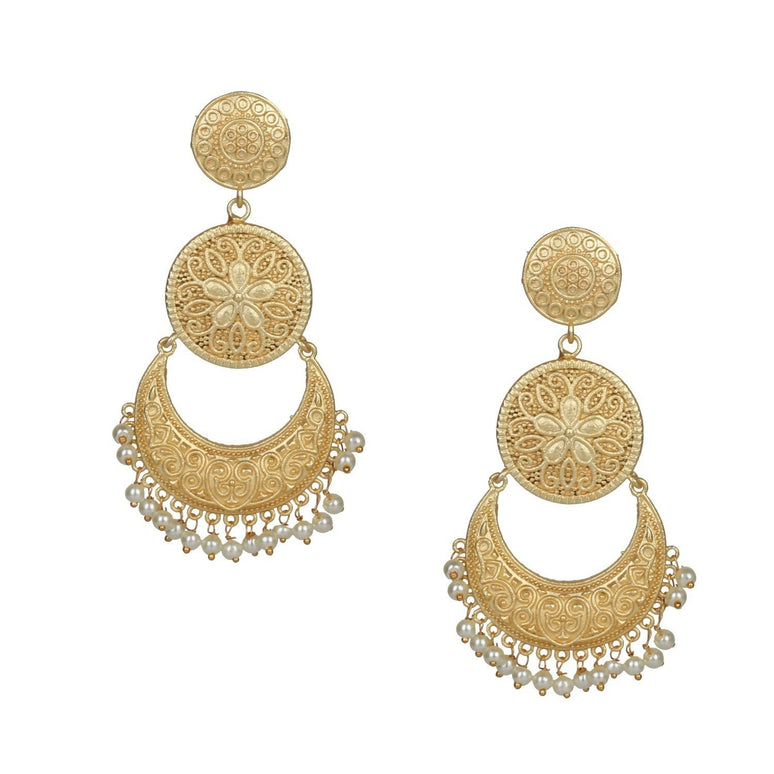 Joban Fashion Women Matte Gold Brass Earrings
