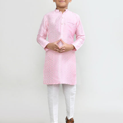 Joban Fashion Cotton Silk Pink Kurta With Straight Fit Pant
