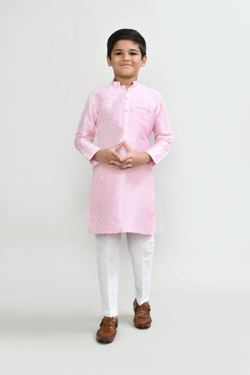 Joban Fashion Cotton Silk Pink Kurta With Straight Fit Pant