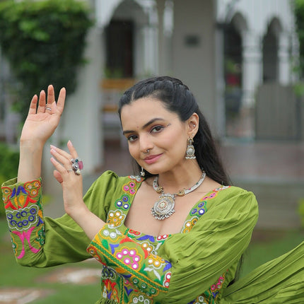 Aastha Fashion Green Rayon Party Wear Designer Gown Collection