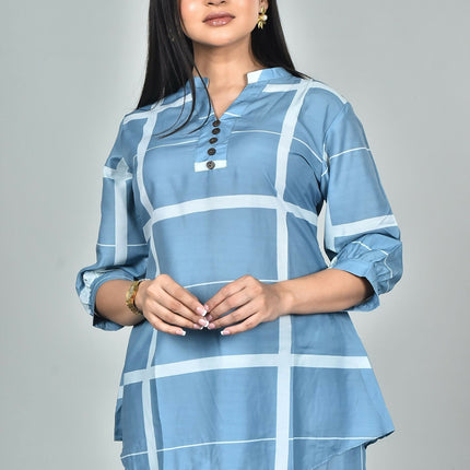 Morchari Digital Print Semi Muslin Co-Ord Set Top & Trouser-Multicolor