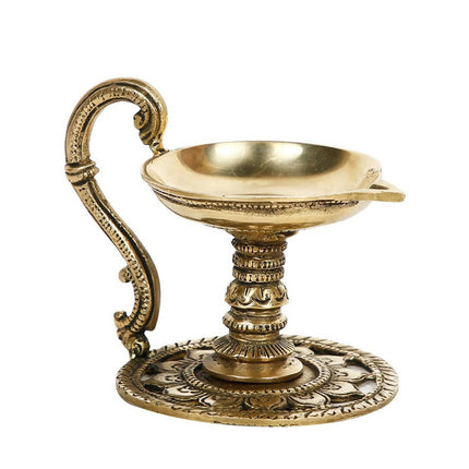 CraftVatika Gold-Toned Handmade Oil Lamp Showpiece