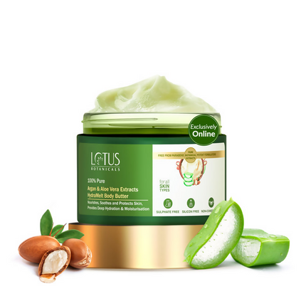 Lotus Botanicals 100% Pure Argan & Aloe Vera Extracts HydraMelt Body Butter