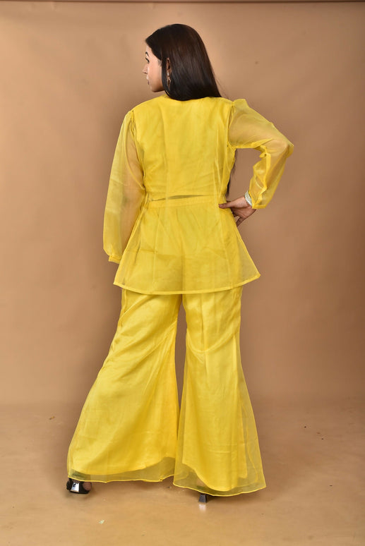 Morchari Women Hand Embroidery Crop Top-Yellow