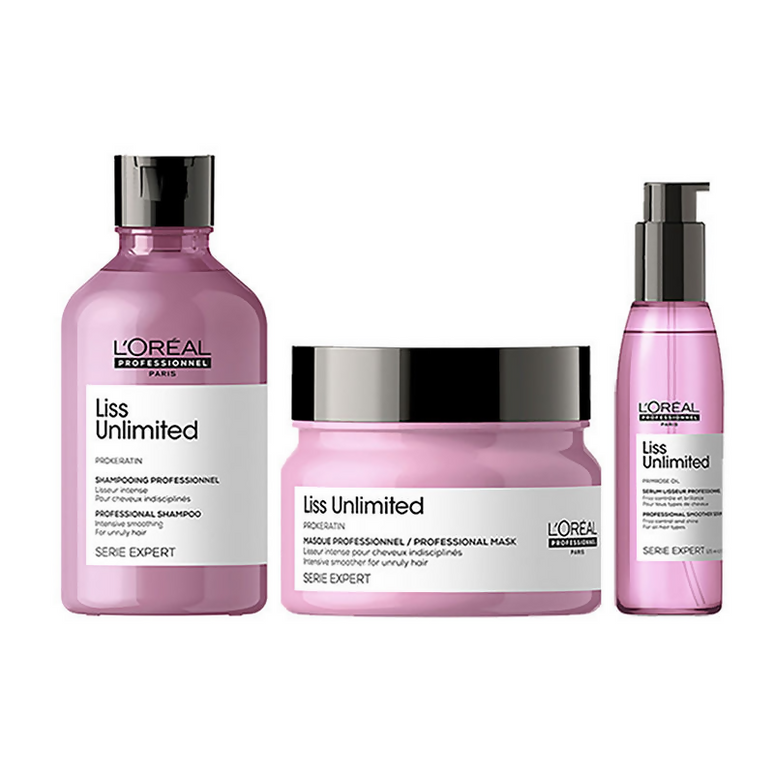 L'Oreal Professionnel Liss Unlimited Shampoo, Hair Mask & Hair Serum Serie Expert