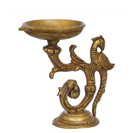 eCraftIndia Beige Peacock Design Diyas