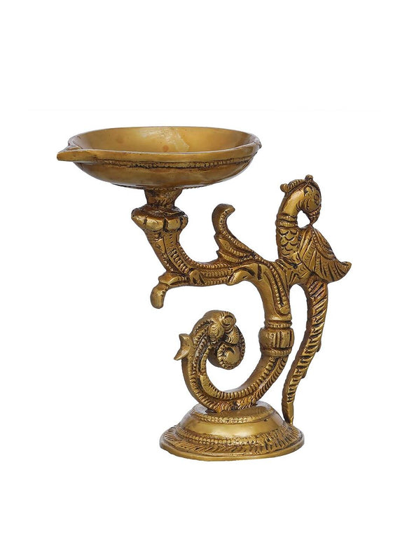 eCraftIndia Beige Peacock Design Diyas